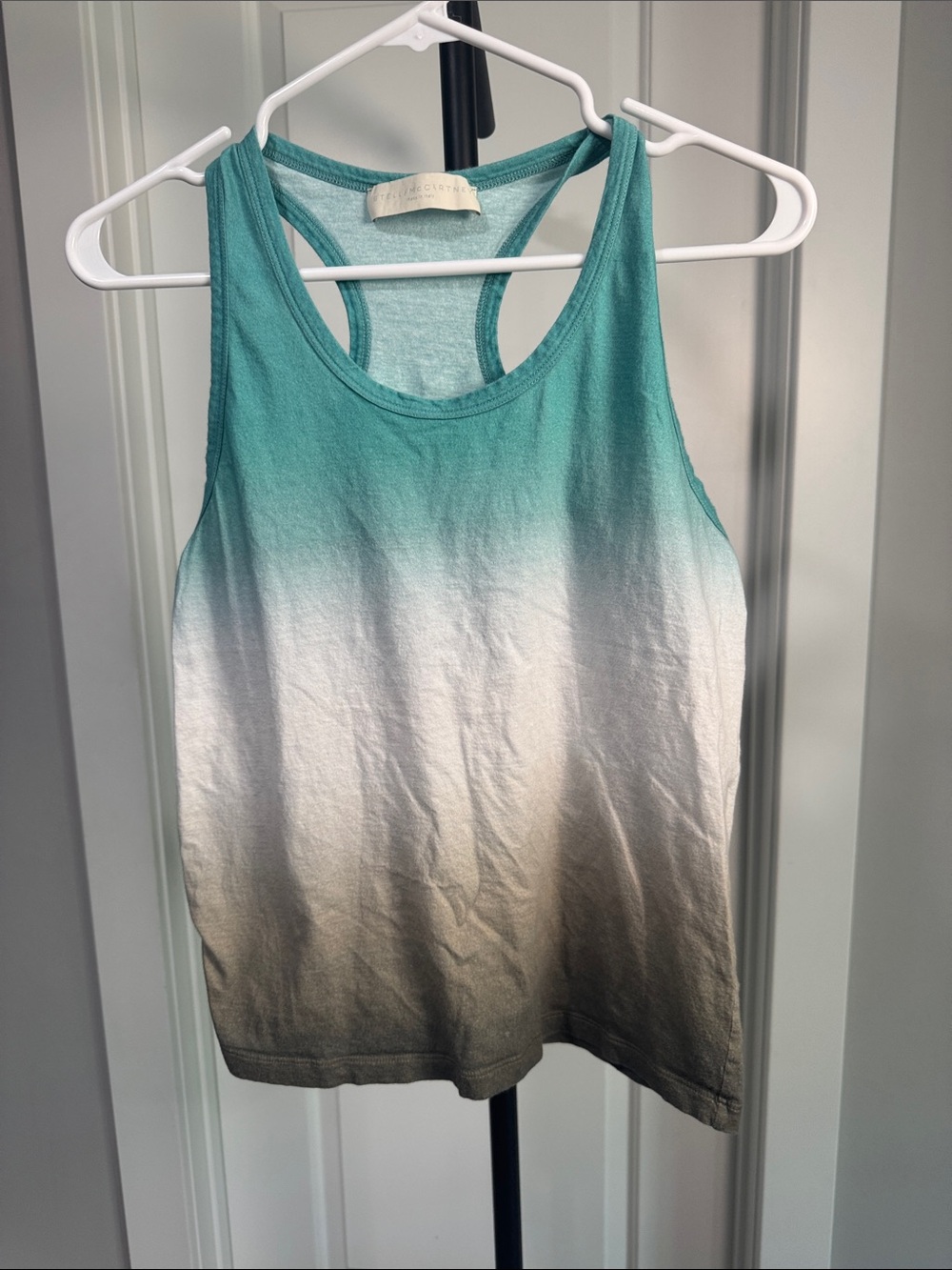 Stella McCartney Teal to White Ombre Racerback Tank